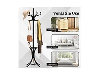 Wood Standing Hat Coat Rack with Umbrella Stand