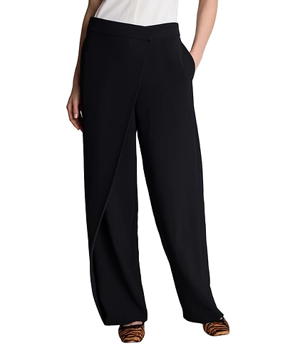 Kenneth Cole Women's High-Rise Asymmetric Crossover Wide-Leg Pants