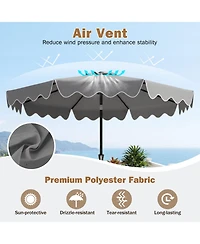 Sugift 9 ft Patio Umbrella with Weighted Cross Base and Two Sandbags