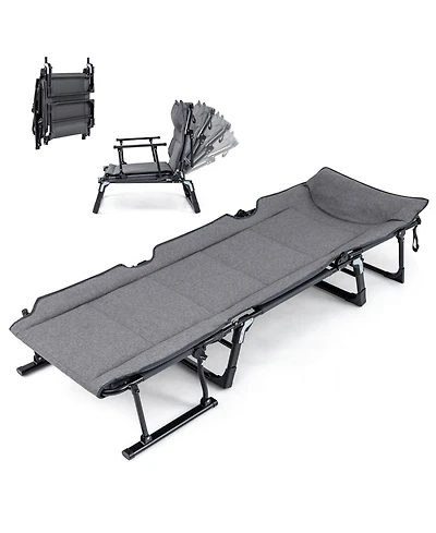 Sugift 3 in 1 Folding Camping Cot Padded Convertible Single Sofa Chair and Sleeper