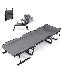 Sugift 3 in 1 Folding Camping Cot Padded Convertible Single Sofa Chair and Sleeper