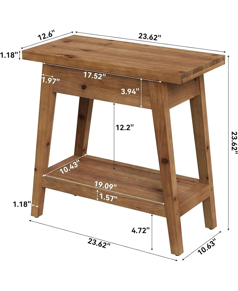Tribesigns End Table for Living Room,2-Tier Solid Wood Side Table with Storage,Farmhouse Rectangle Nightstand for Bedroom,Small Spaces