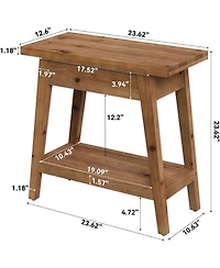 Tribesigns End Table for Living Room,2-Tier Solid Wood Side Table with Storage,Farmhouse Rectangle Nightstand for Bedroom,Small Spaces