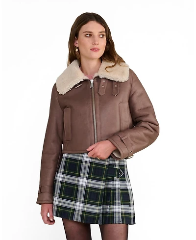 Furniq Uk Women's Avery Shearling Aviator Jacket