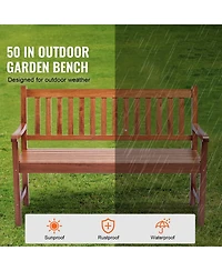 Vevor Outdoor Bench 50 in Wood Garden Bench 800 lbs Park Patio Yard Porch Bench