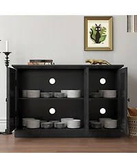 Clihome Buffet Sideboard Cabinet with 3 Mirrored Acrylic Doors, Adjustable Shelves Mdf Storage