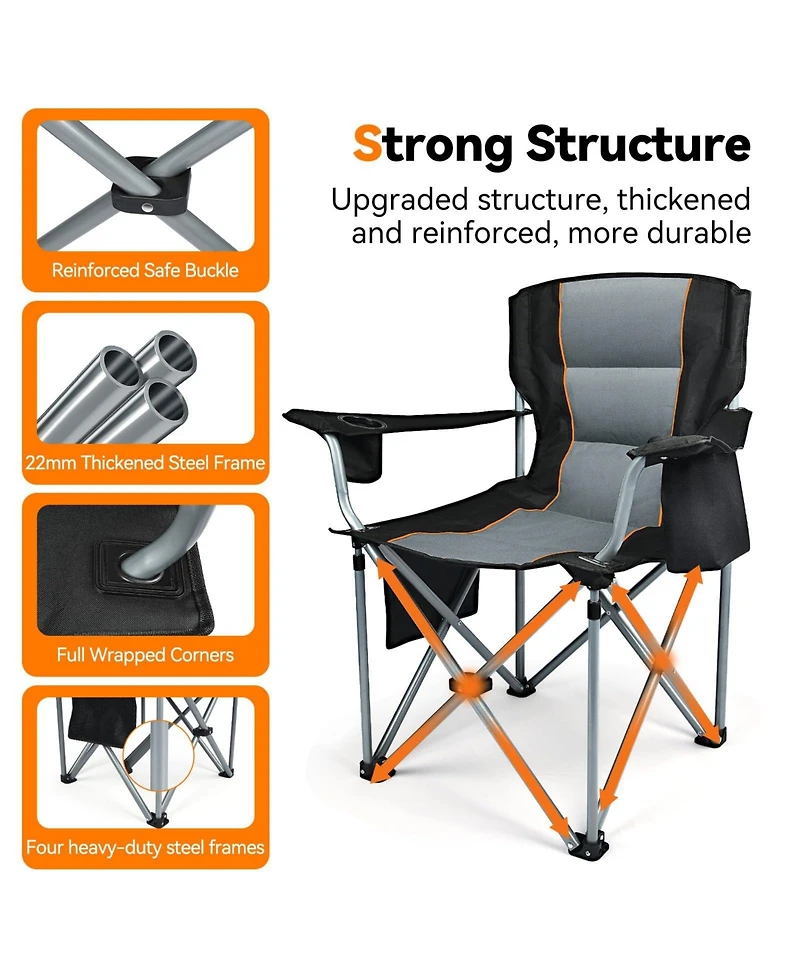 Aofar 2pack Camping Chairs Oversized Heavy Duty Padded Folding Cooler