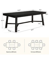 Tribesigns 70.9-Inch Dining Table for 6-8, Large Farmhouse Kitchen with Reinforced Metal Legs