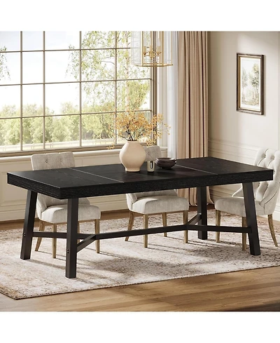 Tribesigns 70.9-Inch Dining Table for 6-8, Large Farmhouse Kitchen with Reinforced Metal Legs