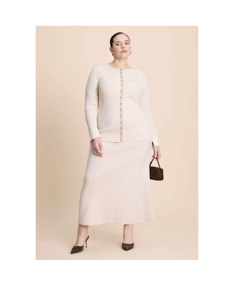 Eloquii Women's Ribbed Sweater Trumpet Maxi Skirt