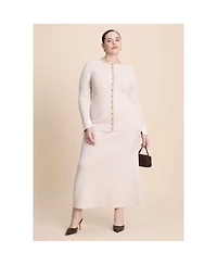 Eloquii Women's Ribbed Sweater Trumpet Maxi Skirt