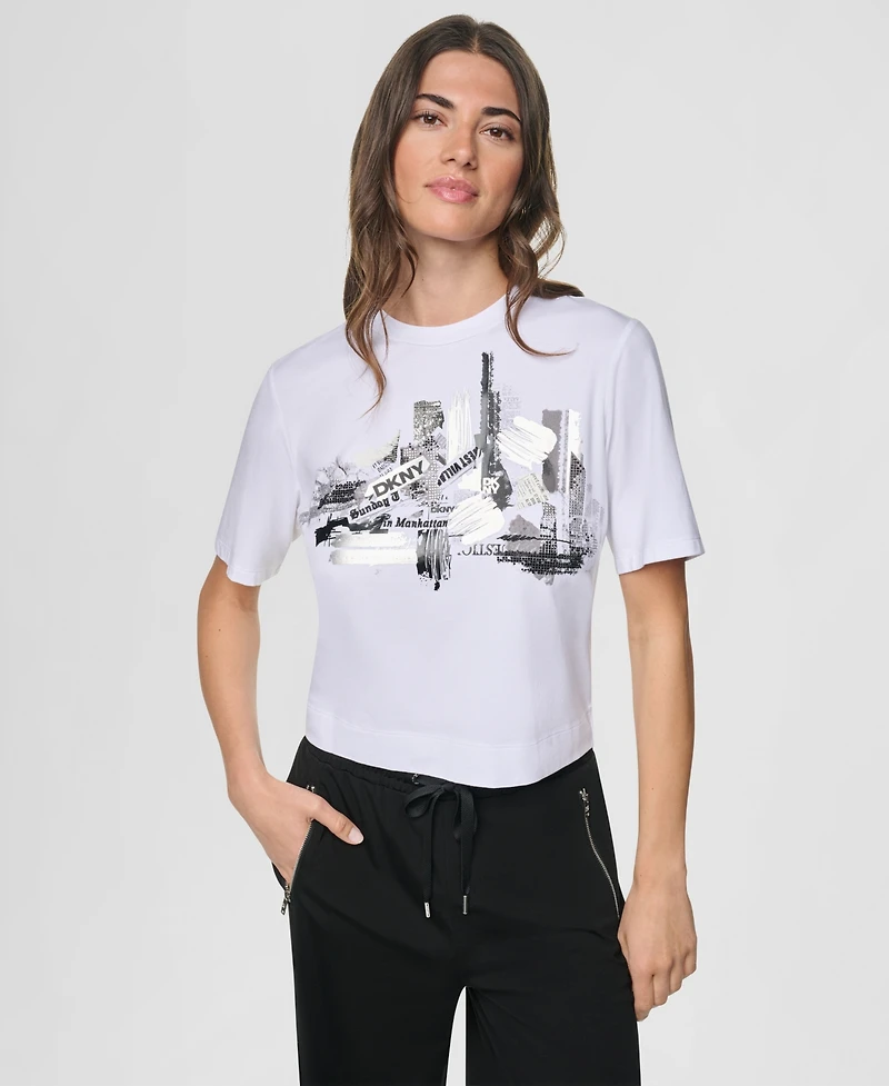 Dkny Women's Studded City Graphic Short-Sleeve T-Shirt