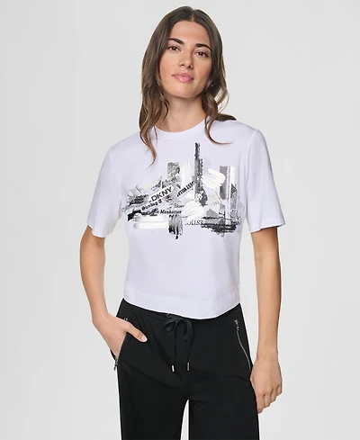 Dkny Women's Studded City Graphic Short-Sleeve T-Shirt