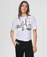 Dkny Women's Studded City Graphic Short-Sleeve T-Shirt