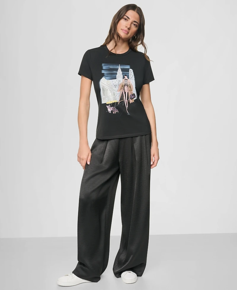 Dkny Women's Midtown Dog Walker Graphic Short-Sleeve T-Shirt