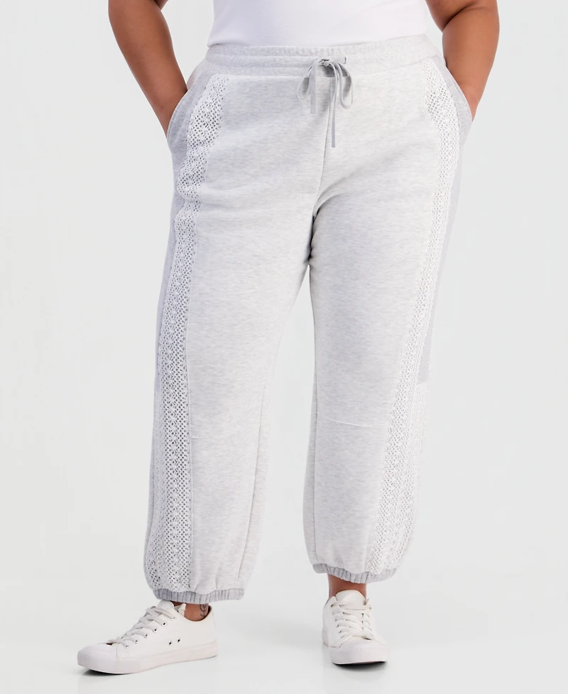 And Now This Plus Crochet High-Rise Fleece Jogger, Macy's Exclusive