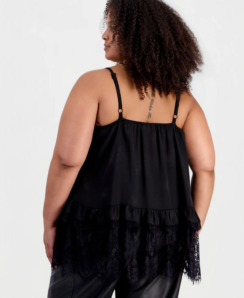 And Now This Plus Lace V-Neck Ruffle-Trim Camisole, Macy's Exclusive