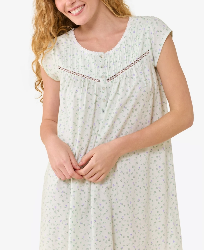 Eileen West Women's Cap-Sleeve Jersey Knit Short Nightgown