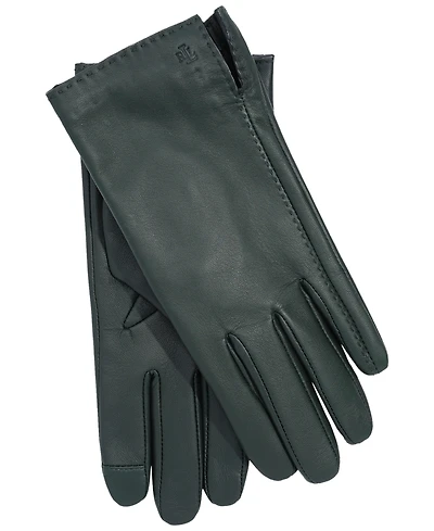 Lauren Ralph Women's Side Vent Leather Touch Gloves