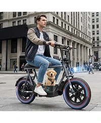 Caroma Peak 1200W Electric Scooter with Seat, 16"x3" Fat Tire E-scooter All-Terrain, Max 15 Miles 20MPH