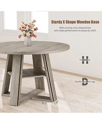 homfan Extendable Round Dining Table for 4-8 – Transformer Oval Table with Wood Pedestal Base and Storage Shelf, for Kitchen or Apartment