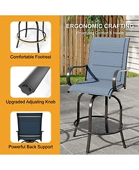 gaomon All-Weather 2 Piece Outdoor Swivel Bar Stools, Patio Chairs with High Back for Patio, Deck, Backyard, Padded
