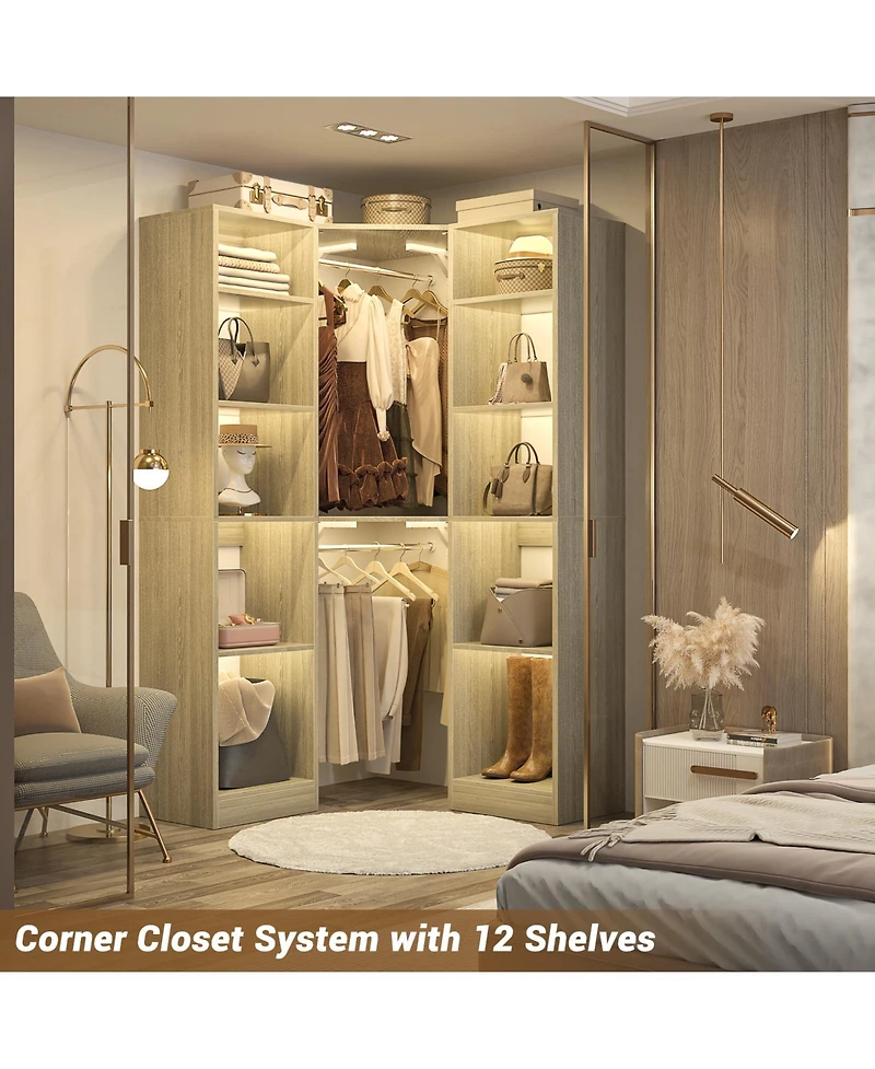 Aheaplus Corner Closet Organizer with 12 Shelves, Closets for Space