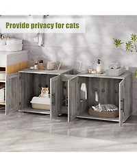 homfan double cat litter box enclosure with dual compartments, engineered wood hidden cabinet, indoor cat house furniture for 2 cats.