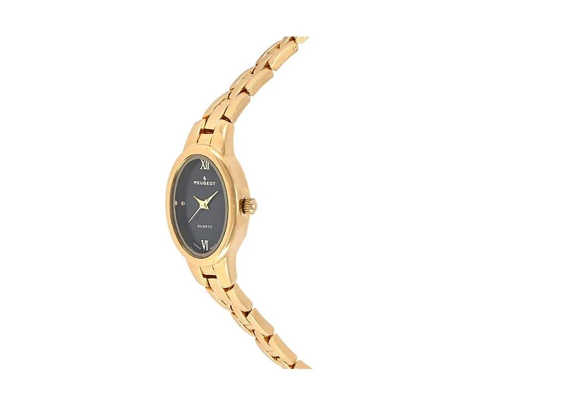 Peugeot Women's 14K -Plated Dial 30x25mm Oval Dial Link Bracelet Watch