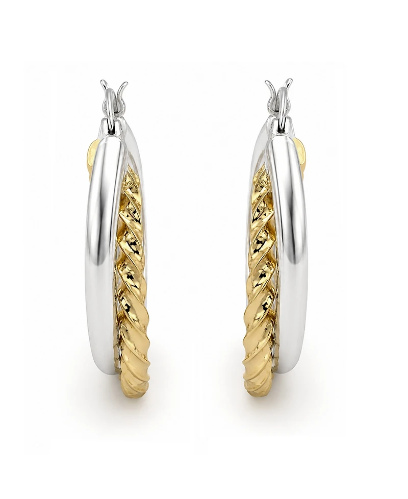 And Now This Fine Silver Mixed Metal-Plated Twist Hoop Earrings