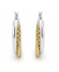 And Now This Fine Silver Mixed Metal-Plated Twist Hoop Earrings