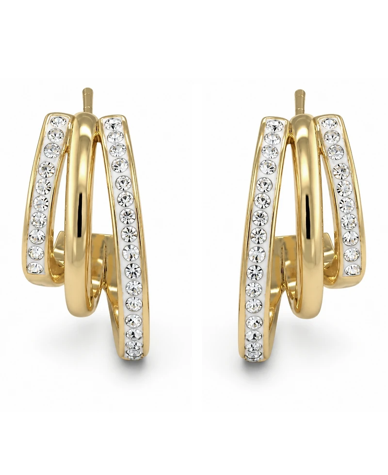 And Now This Crystal Gold-Tone Plated Triple Row Hoop Earrings
