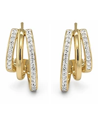 And Now This Crystal Gold-Tone Plated Triple Row Hoop Earrings