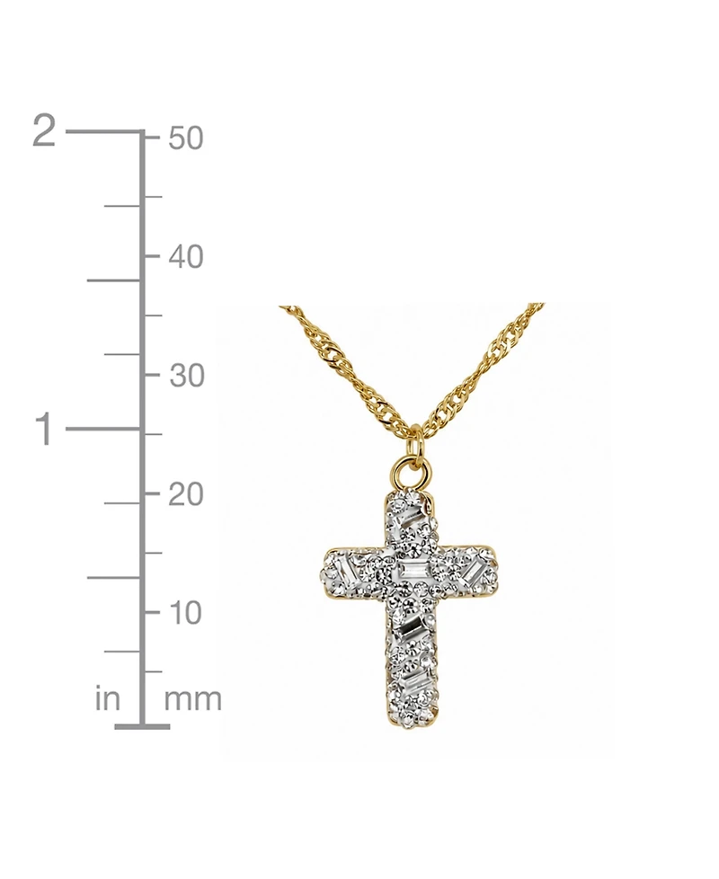And Now This Crystal Gold-Tone Plated Composite Stone Pave Cross Pendant Necklace
