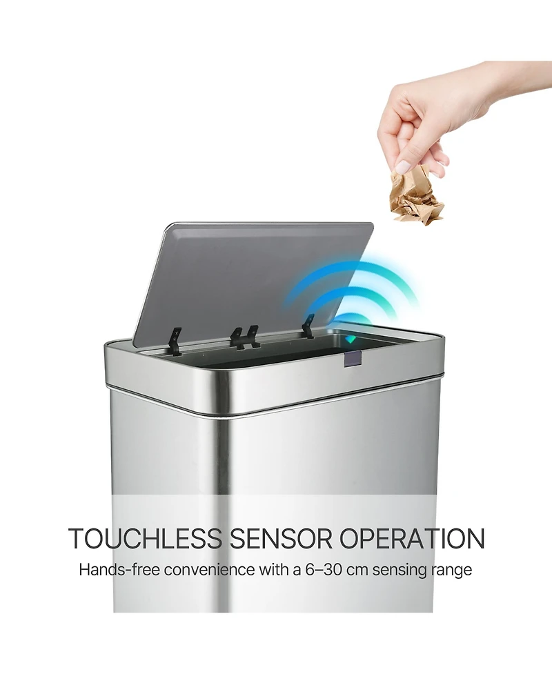 18-Gallon Extra Large Motion Sensor Kitchen Trash Can, Stainless Steel Automatic Touchless with Silent Close Lid