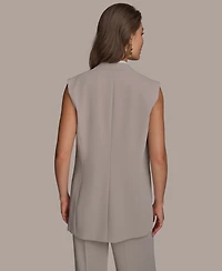 Donna Karan New York Petite V-Neck One-Button Vest