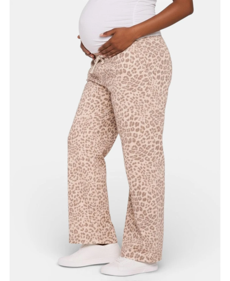 Motherhood Maternity Women's Under the Belly Tie Waist Denim Wide Leg Pant