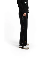 Chinti & Parker Women's Wool-Cashmere Peanuts Stripe Wide Leg Track Pants