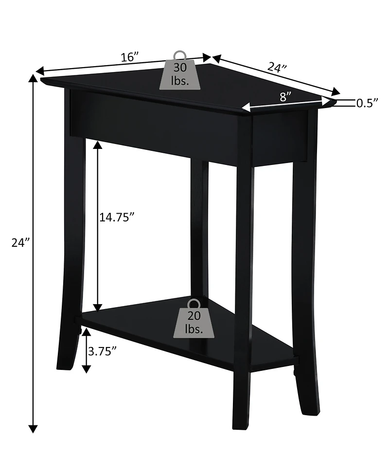 Convenience Concepts Designs2Go Ensenada Rubberwood Wedge End Table with Shelf