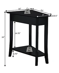 Convenience Concepts Designs2Go Ensenada Rubberwood Wedge End Table with Shelf