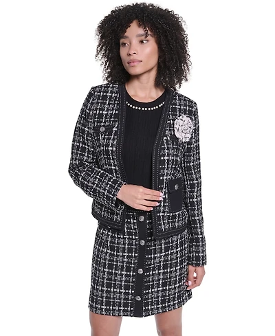 Karl Lagerfeld Paris Petite V-Neck Open-Front Blazer
