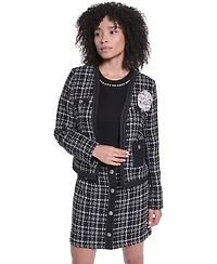 Karl Lagerfeld Paris Petite V-Neck Open-Front Blazer