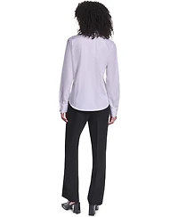 Karl Lagerfeld Paris Petite Collared Long-Sleeve Blouse