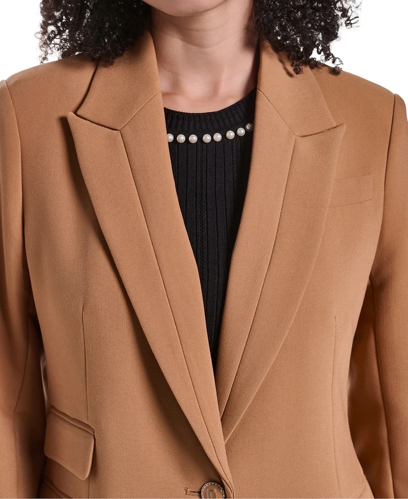 Karl Lagerfeld Paris Petite Peak One-Button Blazer