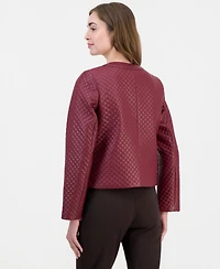 Jm Collection Women's Quilted Faux-Leather Button-Front Jacket, Macy's Exclusive