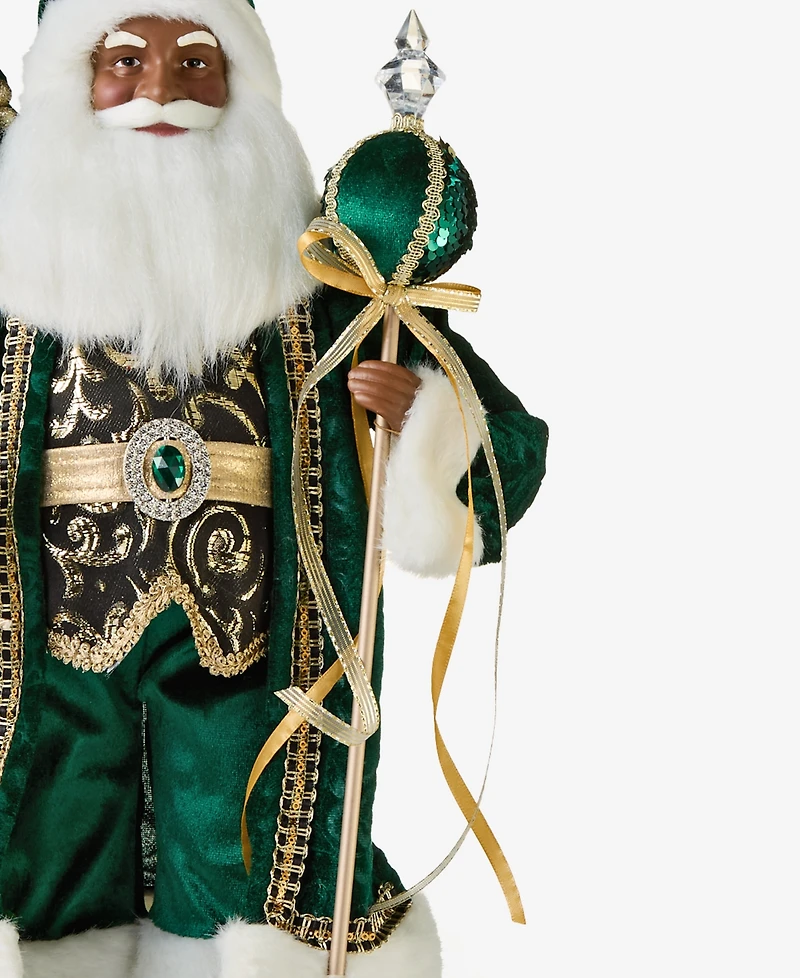 Holiday Lane Opulence African American Standing Santa with Gift Bag and Scepter, Macy's Exclusive