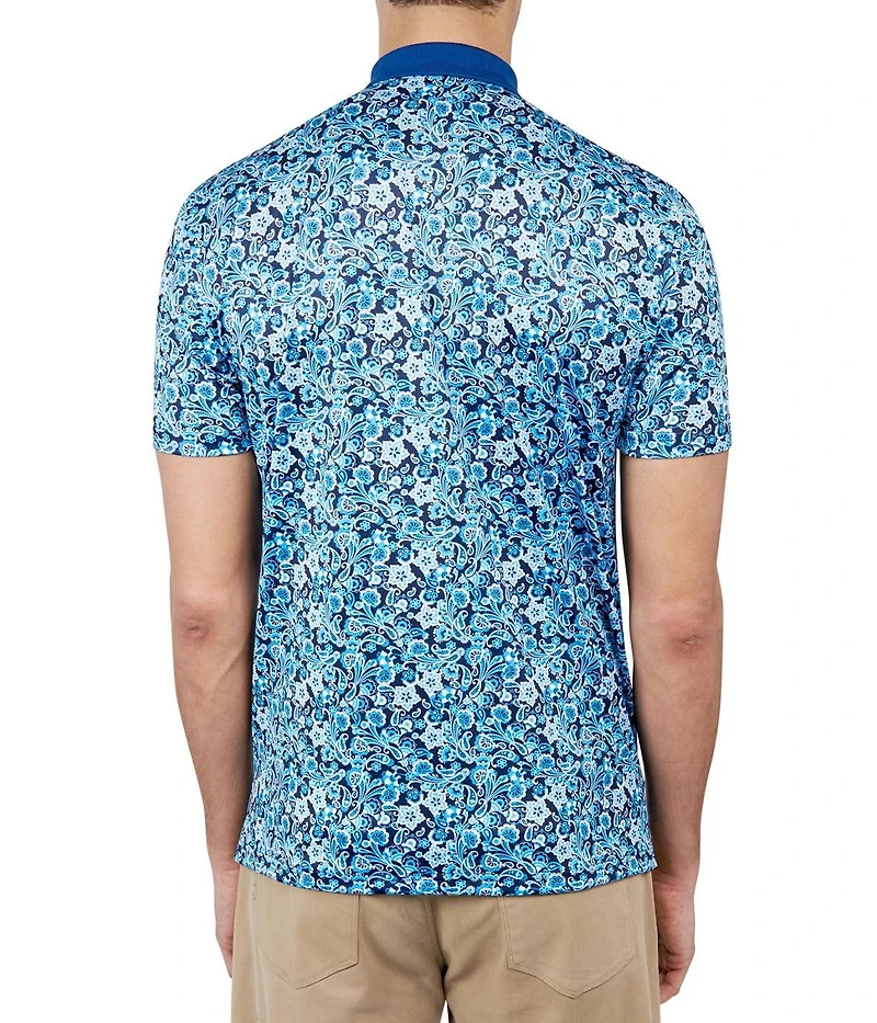 Society of Threads Men's Regular Fit Floral Print Performance Polo