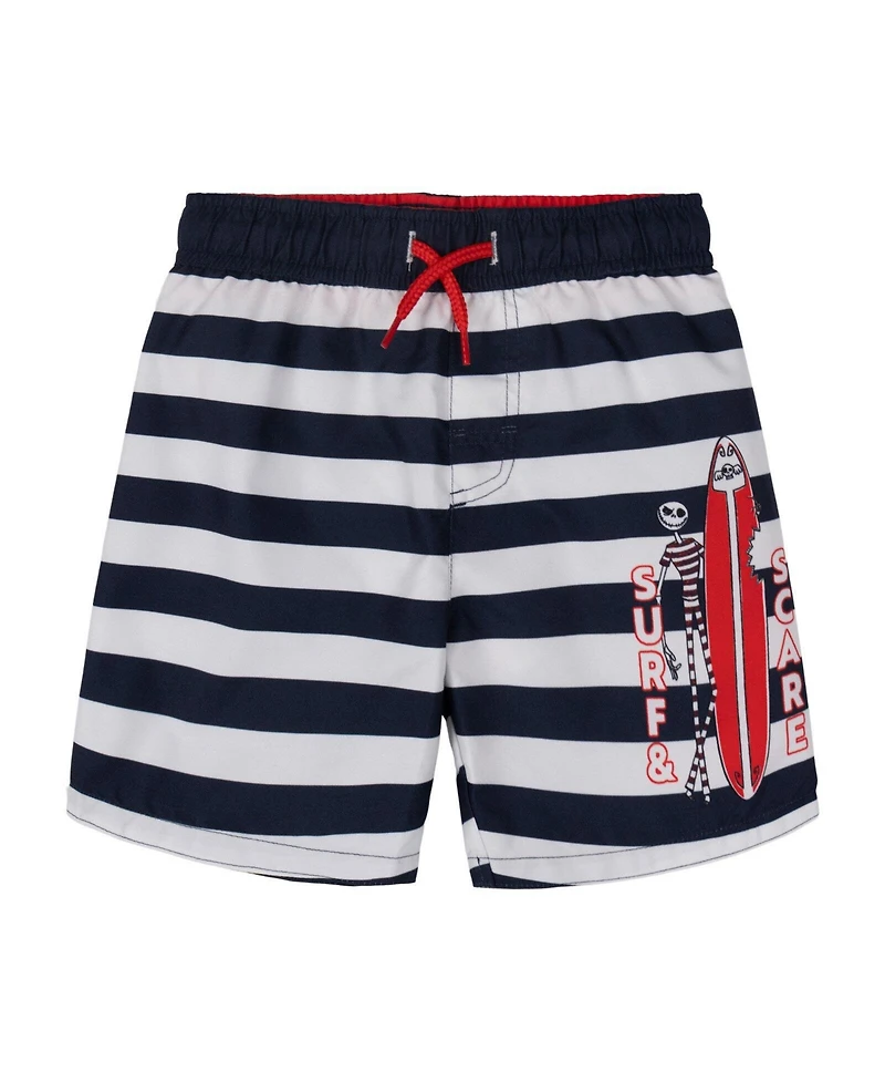 Nightmare Before Christmas Toddler Boys Mickey Mouse Jack Skellington Swimwear 2-Piece Rash Guard and Swim Trunks Set