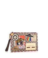 Pre-Owned Gucci Courrier Pouch Gg Coated Canvas with Applique