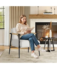 homfan Set of 2 Modern Accent Chairs – Cozy Reading Chairs with Soft Cushion, Wood Armrests and Metal Frame, Perfect for Bedroom or Living Room
